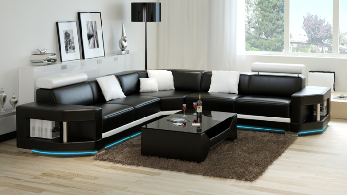 Ledersofa Sofa Modern Couch Wohnlandschaft Ecksofa Garnitur Dekor Design