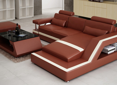 Ledersofa Modern Couch Wohnlandschaft Eck Dekor Ecksofa Design Garnitur