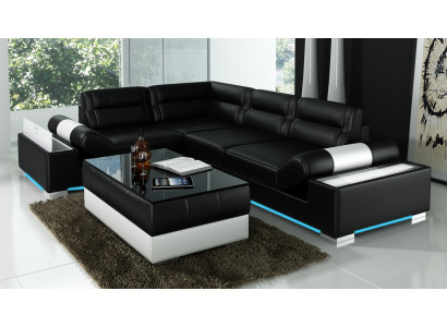 Ledersofa Dekor Sofa Couch Wohnlandschaft Ecksofa Garnitur Design Modern