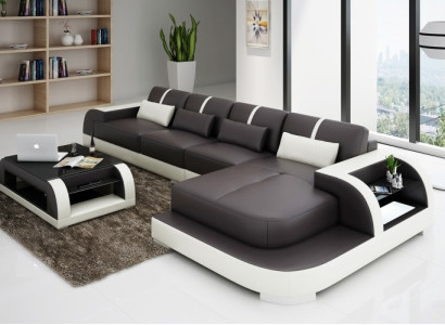 Ecksofa Sofa Couch Polster Wohnlandschaft Polsterecke Designsofa Ledersofa LubyB