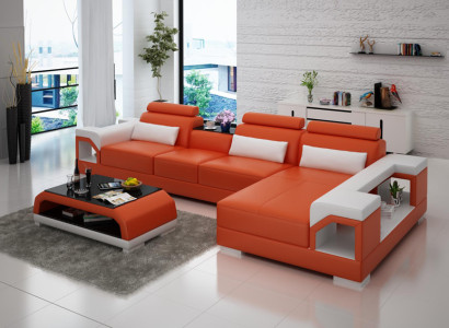 Ledersofa Couch Wohnlandschaft Ecksofa Eck Garnitur Design Modern Sofa G8010C