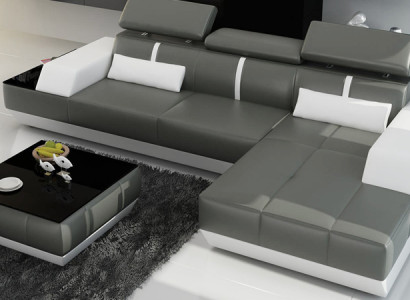 Modern Ledersofa Sofa Couch Design Wohnlandschaft Ecksofa Garnitur Dekor
