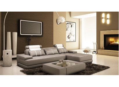 Ecksofa Polster Couch Sofa Wohnlandschaft Sitz Eck Garnitur Leder Textil Paris