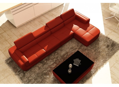 Ecksofa Ledersofa Wohnlandschaft L Form Sofa Couch Polster Sitz Ecke Tettau Rot