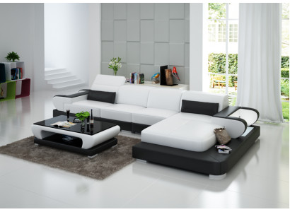 Ledersofa Couch Wohnlandschaft Ecksofa Eck Garnitur Design Modern Sofa G8002C