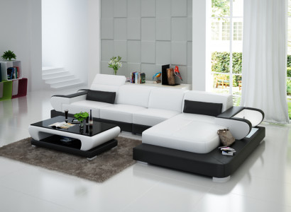 Ledersofa Couch Wohnlandschaft Ecksofa Eck Garnitur Design Modern Sofa G8002C