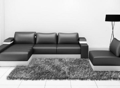 Ecksofa Eck Sofa Couch Polster Leder Garnitur Wohnlandschaft Chaiselounge