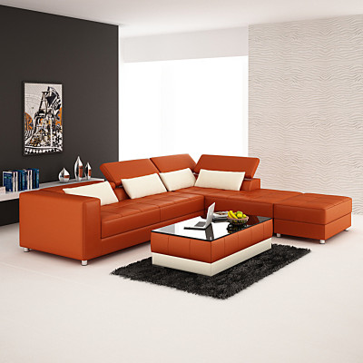 Ledersofa Couch Wohnlandschaft Ecksofa Eck Garnitur Design Modern Sofa F3018