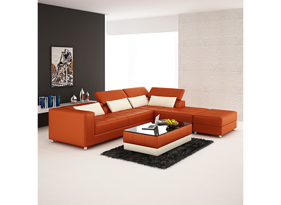 Ledersofa Couch Wohnlandschaft Ecksofa Eck Garnitur Design Modern Sofa F3018