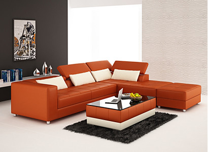 Ledersofa Couch Wohnlandschaft Ecksofa Eck Garnitur Design Modern Sofa F3018