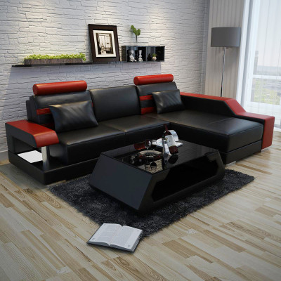 Ledersofa Couch Wohnlandschaft Ecksofa Eck Garnitur Design Modern Sofa L6016E