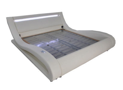 Luxus Leder Design Polster Betten Doppel Modernes Beleuchtet Ehe Bett