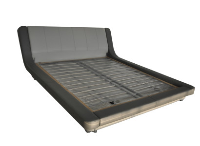 Doppel Luxus Leder Bett + USB Polster Betten Moderne Hotel Multifunktion LB8826