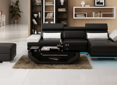 Ledersofa L-Form Couch Wohnlandschaft Dekor Ecksofa Garnitur Modern Design