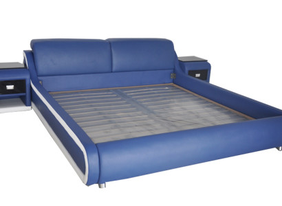Doppel Luxus Leder Bett + USB Polster Betten Multifunktion LB8835