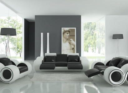 Ledersofa Couch Wohnlandschaft 3+2+1 Sitzer Garnitur Design Modern Sofa A1163D