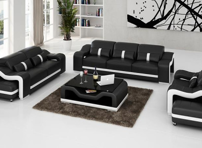 Design Sofagarnitur Couch Polster Sofas Leder Modern 3+1 Sitzer Komplett Set Neu