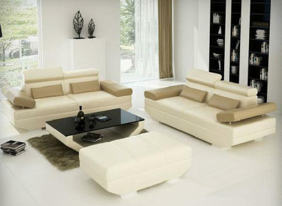 Wohnlandschaft Sofa Couch Sofagarnitur Polster Garnitur Leder AlfredD