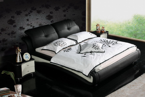 Doppelbett Betten mit USB Leder Designer Ehe Bett Bettgestell 1206