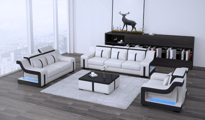 Dreisitzer Designer Sofa Couch 3 Sitz Polster Leder Couchen Big Sofas