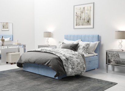 Boxspring Bett Hotel Doppel Blau Samt Luxus Betten Polster Bettkasten 180x200