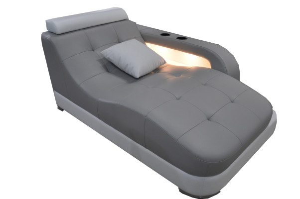 Designer Leder Chaiselongues + USB Ottomane Sofa Echtes Leder Relax Chaise
