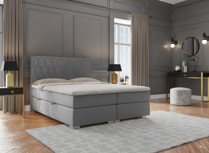 Boxspring Bett Hotel Doppel 180x200cm Luxus Betten Polster Funktion Kasten Grau