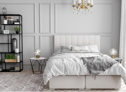 Boxspring Bett Hotel Doppel Luxus Betten Polster Bettkasten Funktion Beige Neu