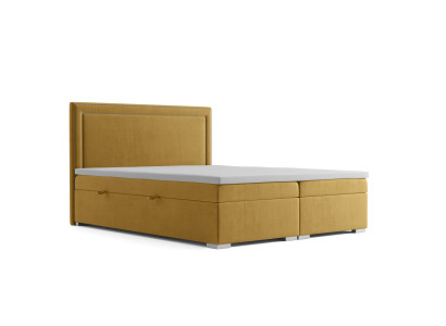 Boxspring Design Bett Hotel Doppel Betten Luxus Polster Bettkasten Funktion Gelb