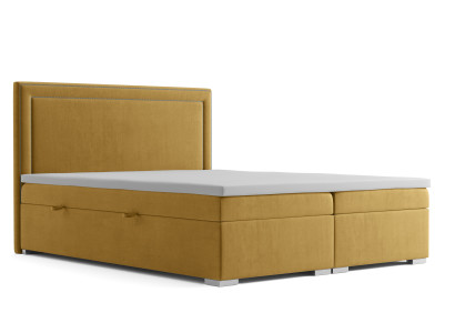 Boxspring Design Bett Hotel Doppel Betten Luxus Polster Bettkasten Funktion Gelb