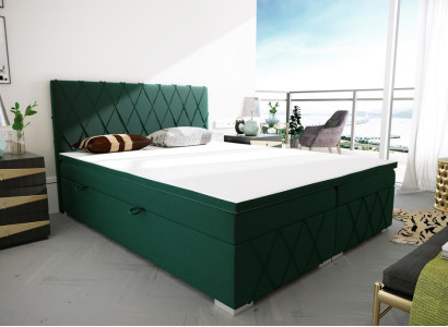 Doppel Bett Komplett Set Matratze Boxspring Topper Betten Funktion Kasten Grün