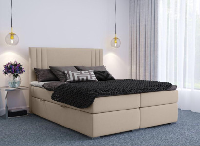 Boxspring Bett Hotel Doppel Beige Textil Luxus Betten Polster Kasten Funktion