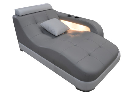 Designer Leder Chaiselongues Modern Grau Liege Ottomane Sofa Echtes Leder Relax