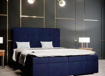 Blaues Boxspring Bett Hotel Doppel Luxus Betten Polster Bettkasten Funktion Neu