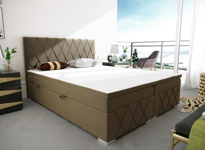 Boxspring Bett Hotel Doppel Samt Luxus Betten Polster Bettkasten Funktion Braun