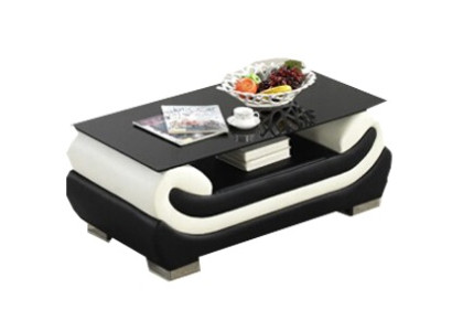 Couchtisch Klassischer Leder Tisch mit Glasplatte Tische Glastische Leder Tisch