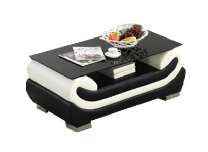 Couchtisch Klassischer Leder Tisch mit Glasplatte Tische Glastische Leder Tisch