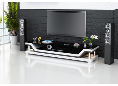 RTV TV Sideboard Leder Glas Tisch Fernseh Schrank Tisch Designer 3009