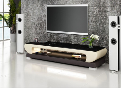 RTV TV Sideboard Leder Glas Tisch Fernseh Schrank Tisch Designer 403