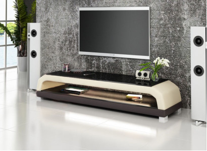 RTV TV Sideboard Leder Glas Tisch Fernseh Schrank Tisch Designer 6108