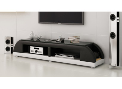 RTV TV Sideboard Leder Glas Tisch Fernseh Schrank Tisch Lowboard Mo.A