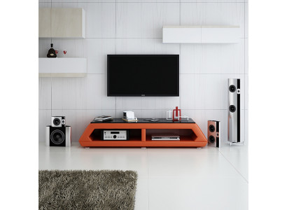 RTV TV Sideboard Leder Glas Tisch Fernseh Schrank Tisch Lowboard Mo.B 
