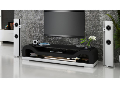 RTV TV Sideboard Leder Glas Tisch Fernseh Schrank Lowboard Mo.F