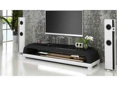 RTV TV Sideboard Leder Glas Tisch Fernseh Schrank Tisch Lowboard Mo.G