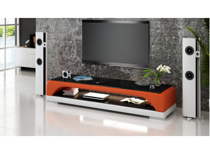 RTV TV Sideboard Leder Glas Tisch Fernseh Schrank Tisch Lowboard Mo.H