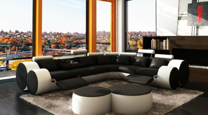 Ecksofa Sofa Couch Polster Wohnlandschaft Leder Eck Sofas Garnitur L Form Madrid