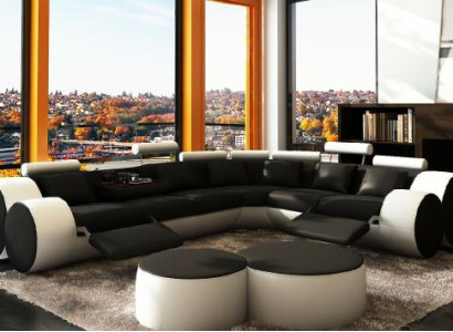 Ecksofa Sofa Couch Polster Wohnlandschaft Leder Eck Sofas Garnitur L Form Madrid