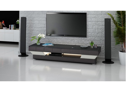 RTV TV Sideboard Leder Glas Tisch Fernseh Schrank Tisch Lowboard Mo.J