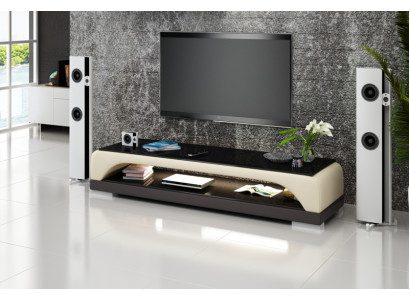 RTV TV Sideboard Leder Glas Tisch Fernseh Schrank Tisch Designer Dekor