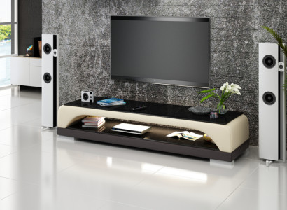 RTV TV Sideboard Leder Glas Tisch Fernseh Schrank Tisch Designer Dekor